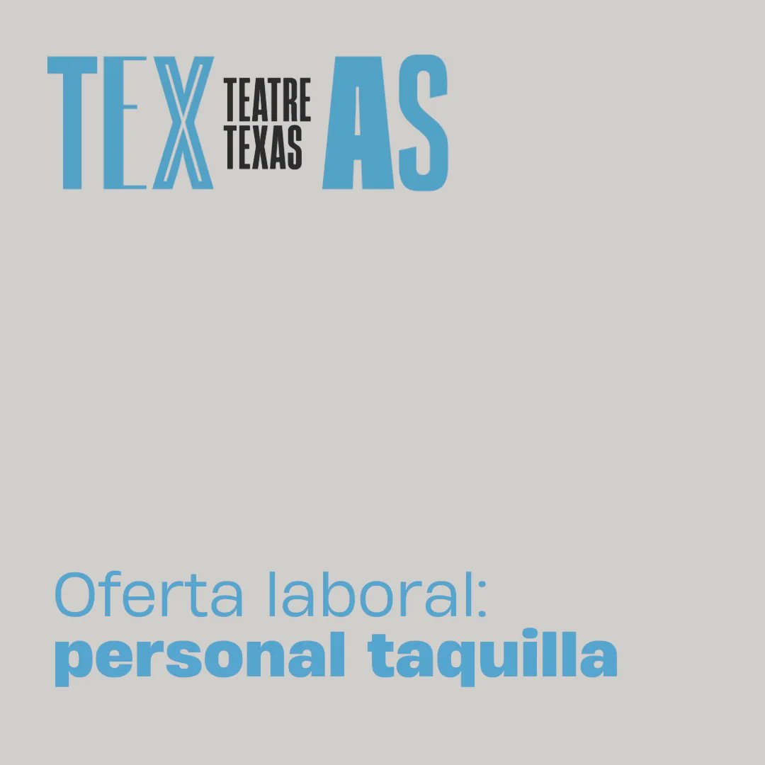 EspaiTexasBcn's tweet photo. BUSQUEM PERSONAL DE TAQUILLA 👀 El nou teatre de l'Espai Texas necessita equip de taquilla. T'interessa? ✉️ Envia'ns el teu CV a info@espaitexas.cat https://t.co/dnkDnjDXYj