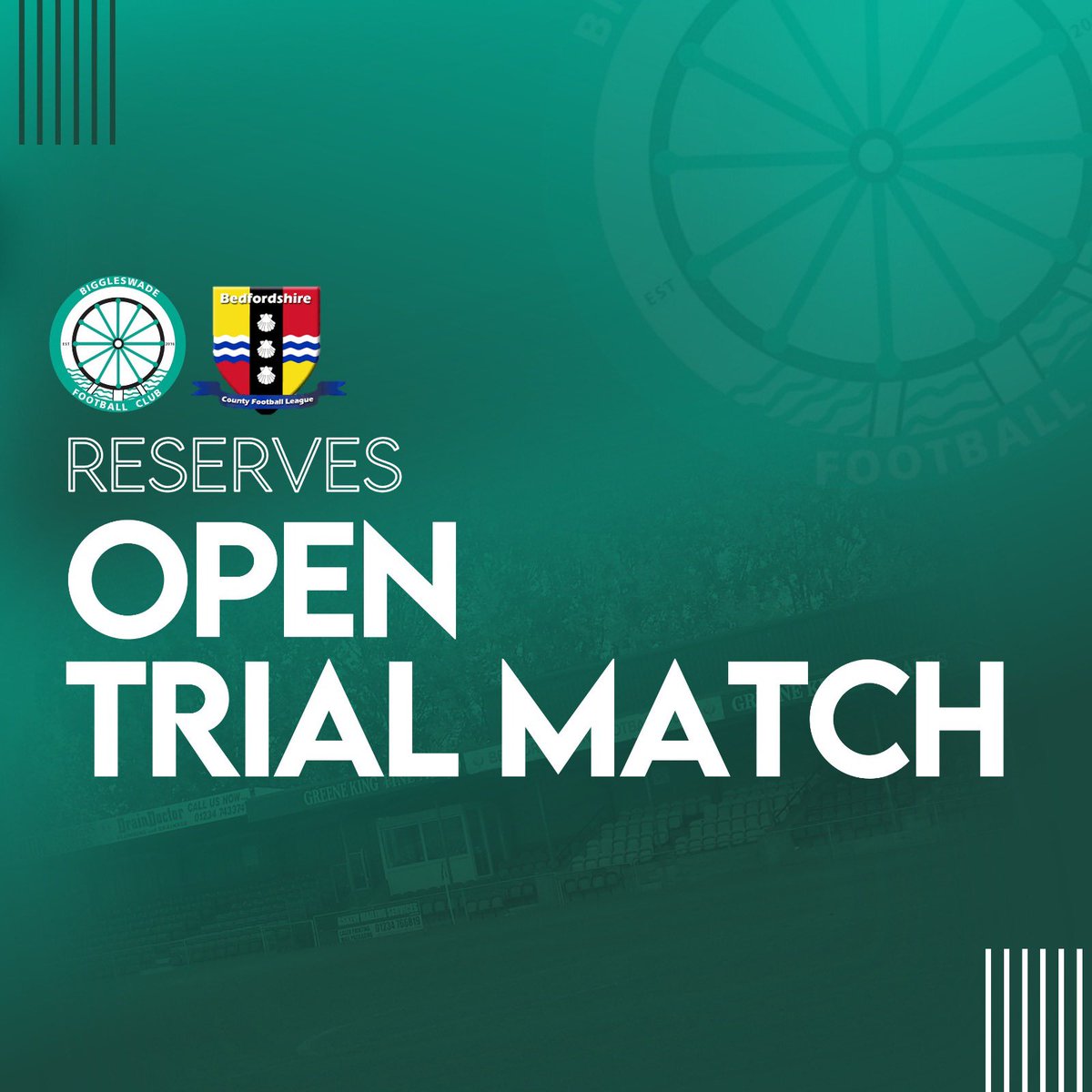 THURSDAY NIGHT | 💚⚽️📆 Last chance to register for Thursday night’s open trial match at Cranfield 3G pavilion. Email the club ASAP (BiggleswadeFC@outlook.com) to book your place. #WeAreFC | @phil291