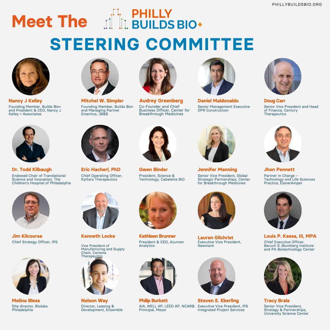 Meet the leading members of the Philly academic, life science, government, association and real estate development communities who formed the Committee.  Early bird registration is $299 until August 10th; visit Phillybuildsbio.org to save your spot now. Last year we sold out!