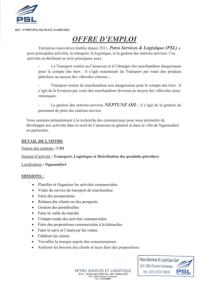 LoumaJobs's tweet photo. Neptune Oil recrute des Commerciaux.

Ville : Ngaoundéré
Contrat : CDI
Délai : 01/08/2023

Like et retweet l'information pour la partager avec ton réseau 😉 https://t.co/0DicsjuNoA