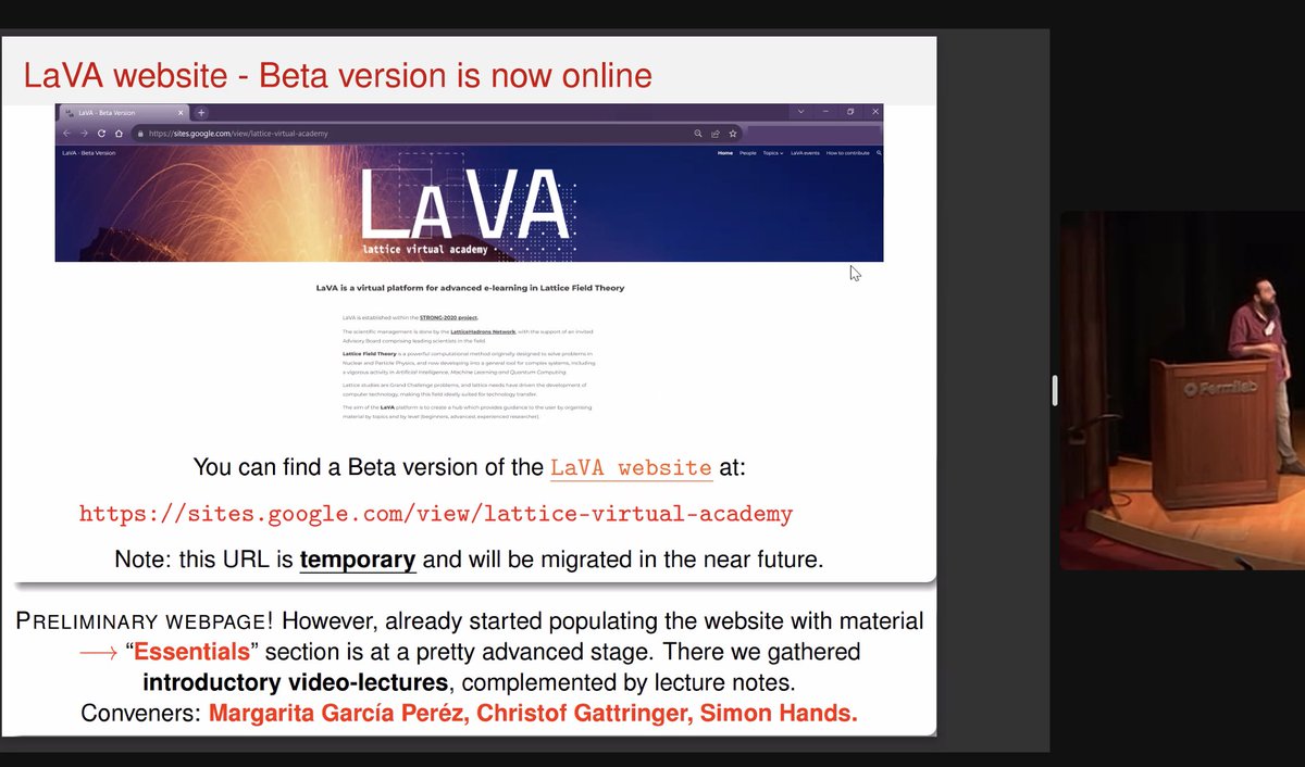 rothkopfAK's tweet image. At #Lattice2023 C. Bonanno now  presents the #LaVA professional training project (chaired by M.P. Lombardo supported @EctTrento @FBK_research @INFN_). Develops curated lectures &amp;amp; hands-on exercises by an international team of researchers. Preliminary web:👉sites.google.com/view/lattice-v…