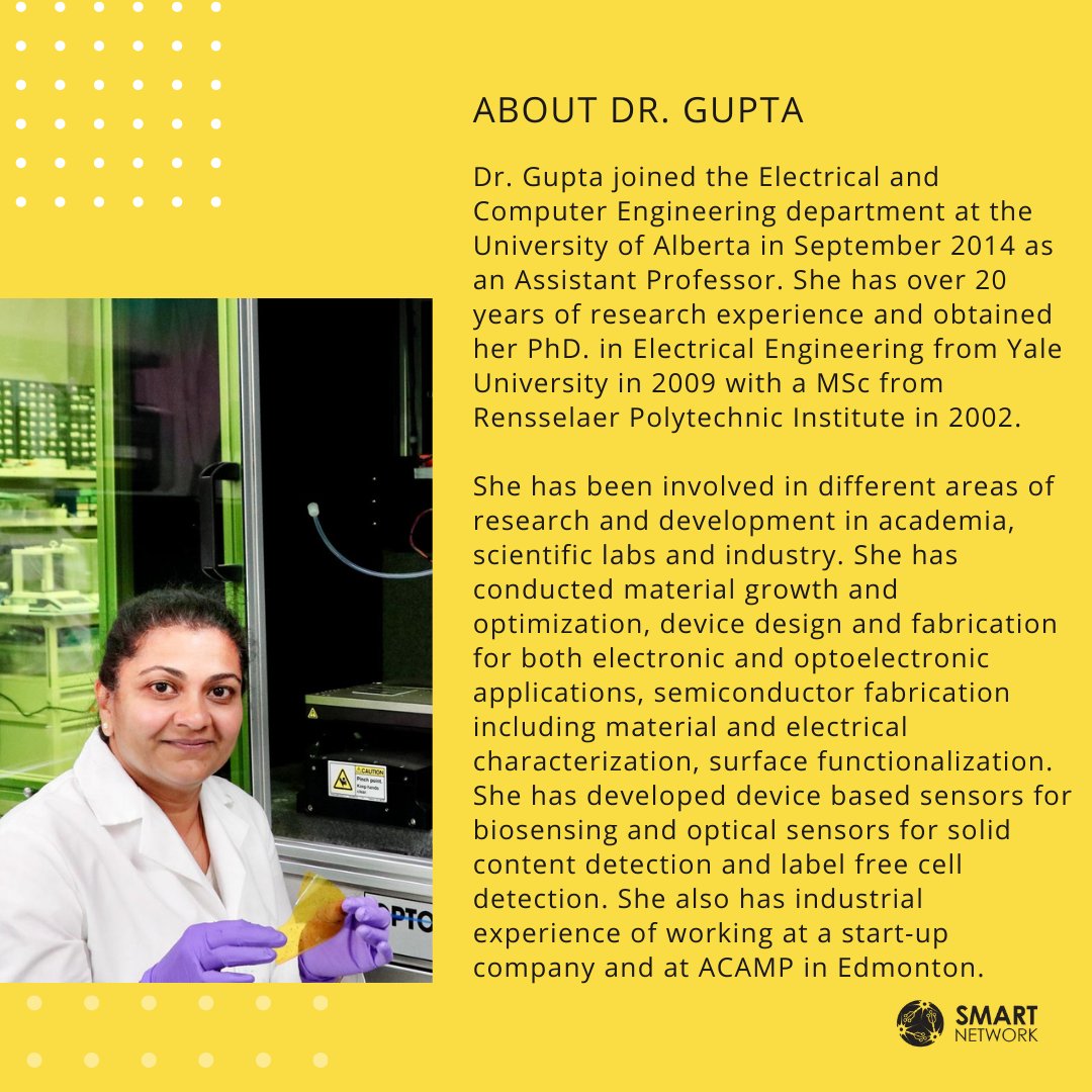 UA_iSMART's tweet photo. JULY SPOTLIGHT: Please join us in congratulating Dr. Manisha Gupta on receiving $600K of funding from the AICE grant from @ABInnovates 👏🏼🧬
.
#RehabMed #UofAMed #UniversityOfAlberta #BioSensors #HealthInnovation #HealthTech #BioWearables
.
@uofarehabmed @UAlberta_FoMD https://t.co/SctaCubwwg
