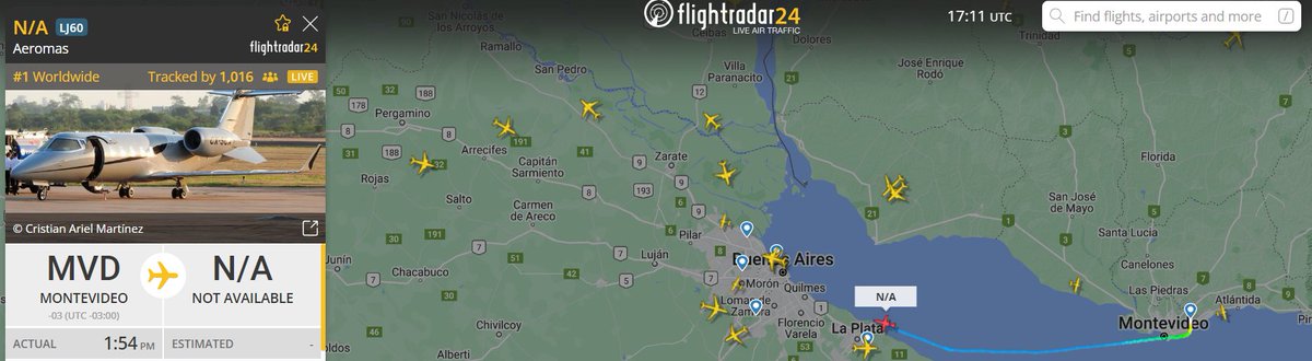 gutierrezguital's tweet photo. El vuelo de @ECavaniOfficial a Buenos Aires es #1 en el trackeo en @flightradar24 #Datolo https://t.co/vvmImoyvve