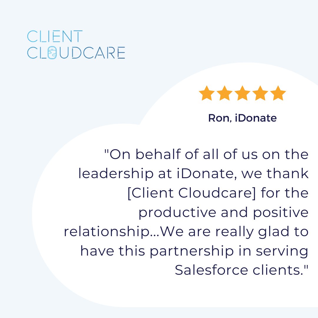 ClientCloudcare's tweet image. The feeling is mutual! We love working with #iDonate.🤝 With a #DonorFirst #Fundraising platform, their services empower #nonprofits to grow at 2x the industry benchmark.😮 Learn more about them at idonate.com.💙 #SoarwithSalesforce