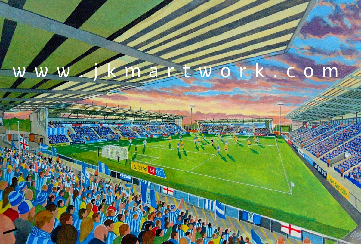 JKMartwork's tweet image. hi @BWA1937 painting ive done of #colU #colchester community stadium ,prints still available just £15 a3 size @ jkmartwork.com RT's appreciated