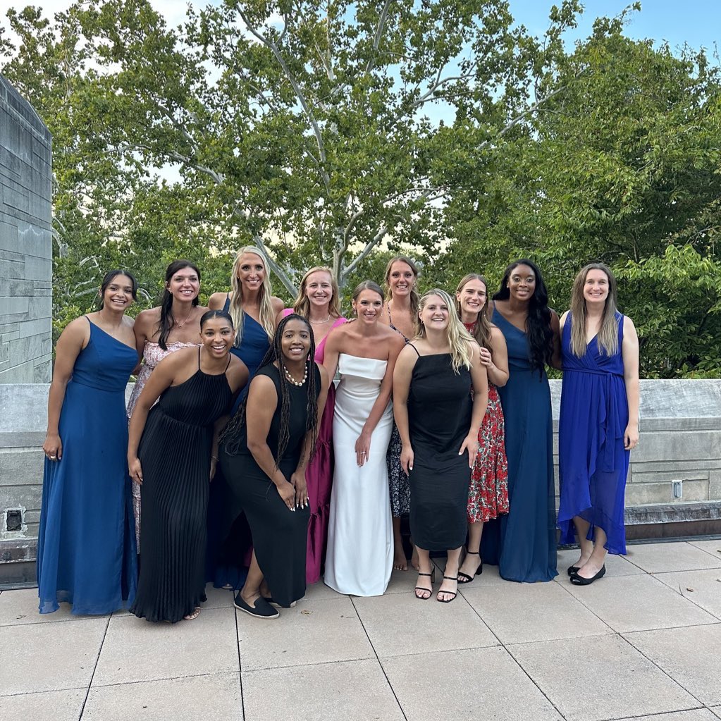 PennWBB's tweet photo. Penn Women’s Basketball means Forever Family! ❤️💙

Congratulations to C’18 Alum, Lauren Whitlatch, who got married this past weekend surrounded by Coach McLaughlin &amp; her Penn WBB teammates &amp; now lifelong friends! 💒💍 

Wishing Lauren &amp; Michael all the love  in the world! 💞 https://t.co/mLr2jZoL1Y