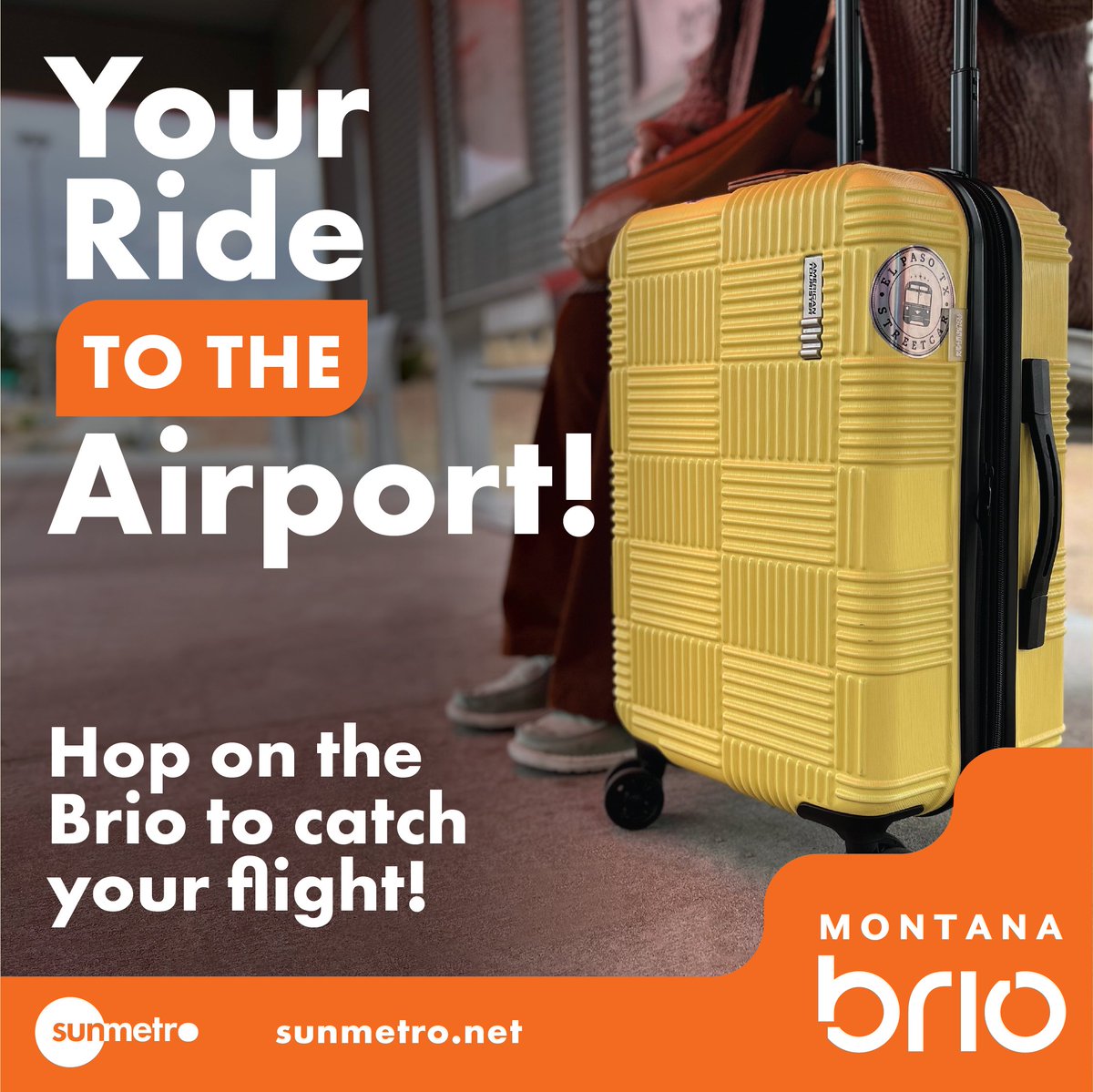 SunMetro's tweet photo. Brio has a new station at the El Paso International Airport! Hop onto the Montana Brio to catch your flight!

Route Info: https://t.co/KDwNYAqEK9

#brio #MontanaBrio #SunMetro #ArriveInStyle #SeamlessTravelExperience #ModernTransit #JourneyStartsHere #EPIA #travel #flight #flyep https://t.co/b9mooWJWXN
