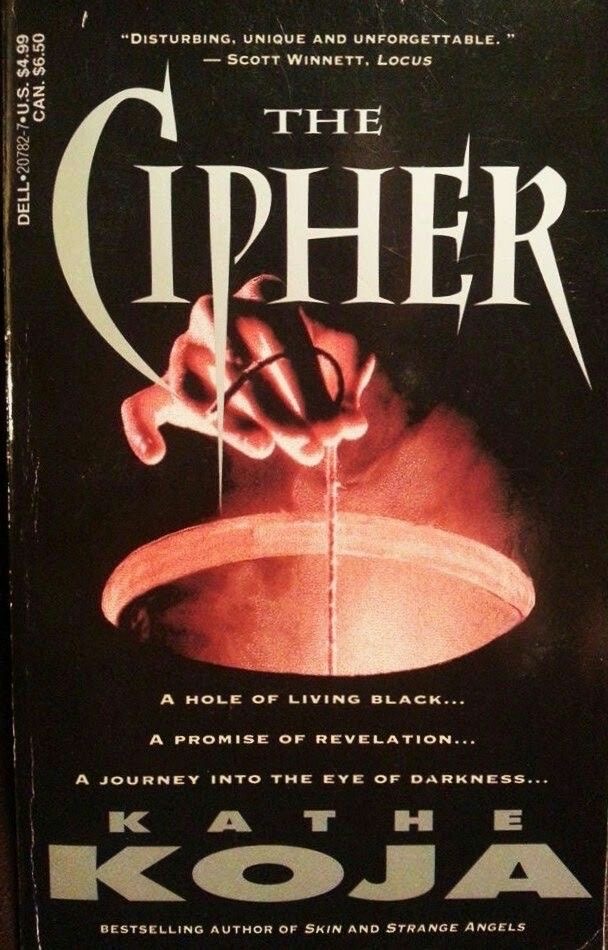 MeerkatPress's tweet image. Love this post on various Cover art for Kathe Koja's horror classic #TheCipher and the comments say it all:

- I think about this book so much
- I highly recommend it
- if you can deal with a narrator who is a depressed asshole

smpl.is/7irtn

#horror