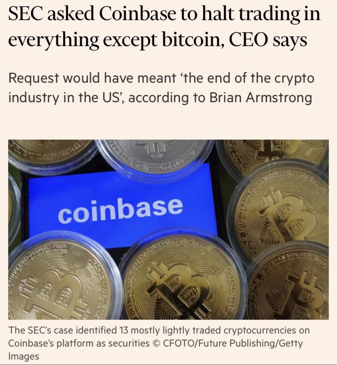 2023 has been quite a rollercoaster 🎢 What do you all think about the SEC asking Coinbase to stop trading in all crypto except Bitcoin before suing the platform? 🧐
