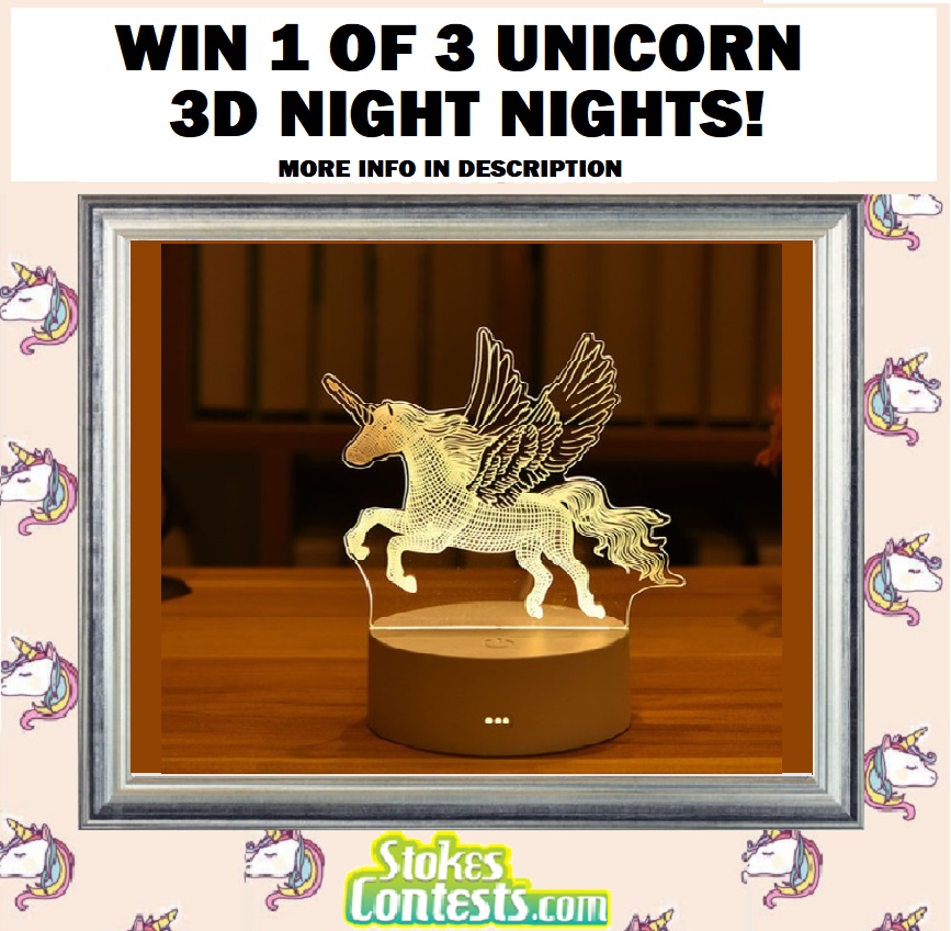 StokesContests's tweet photo. 🔥1 WEEK LEFT!🔥WIN 1 of 3 Unicorn 3D Night Lights!
 
ENTER HERE▶️▶️ https://t.co/NAnT1KYl4H Good Luck!🦄

#contest #sweepstakes #giveaways #competition #gift #free #unicorn #nightlights #lights https://t.co/7svztccIyB