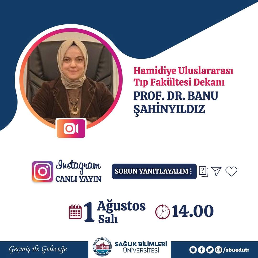Dekanımız, Prof. Dr. Banu Şahin YILDIZ, Fakültemiz tanıtımı için aday öğrencilerimizle tanışıp sorularına cevap vereceği canlı yayın yarın saat 14:00 de...

#TercihimSağlıkBilimleriÜniversitesi
#NedenSBÜ 
#2023yks 
#DoğruTercih