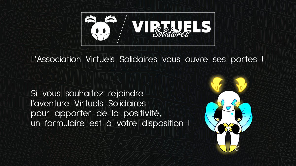 VrtSolidaires's tweet photo. Bonjour ! 🦋👾🤖

L'équipe de Virtuels Solidaires et fière de vous annoncer que nous sommes officiellement une association selon la loi du 1er Juillet 1901 ! 

Notre Association vous ouvre donc ses portes ! Plus d'infos dans le thread⬇️🧵 https://t.co/jTbvCnOF2V