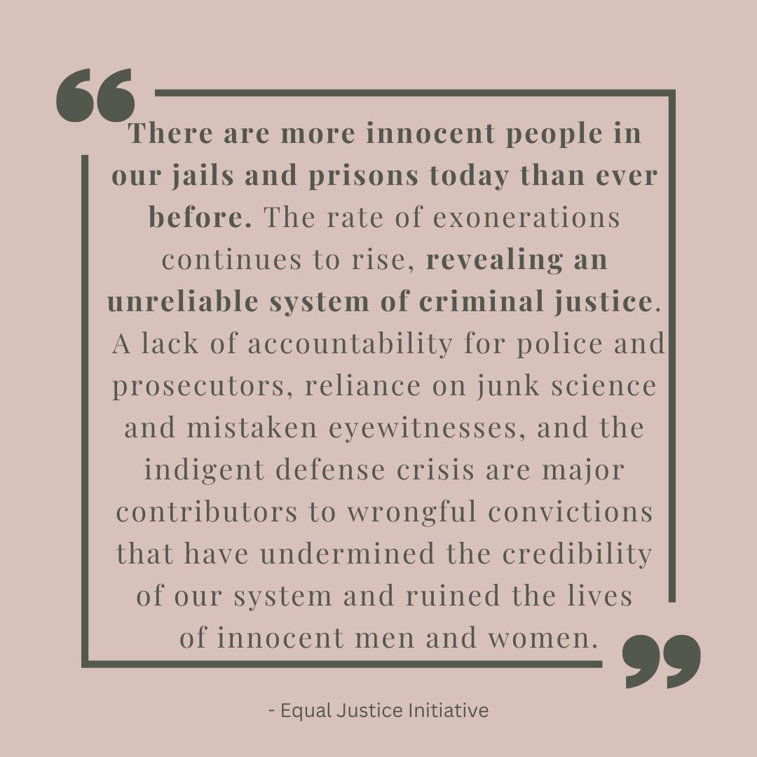 Major contributors to wrongful convictions: a lack of accountability for #police &amp; prosecutors, reliance on junk science &amp; mistaken eyewitnesses, &amp; the indigent defense crisis. 

We must continue to use our voices to pressure our representatives, at all levels of the #government,