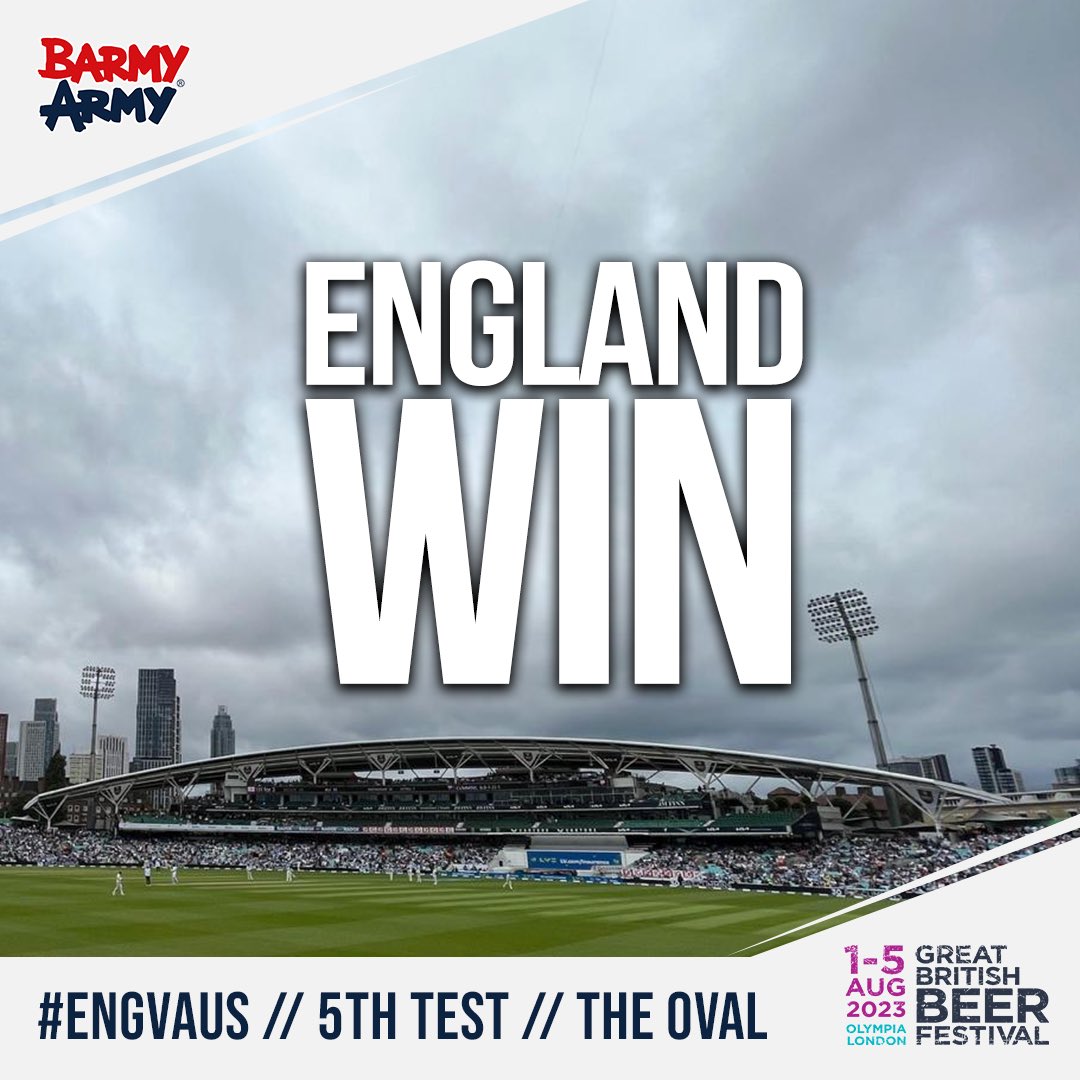 🏴󠁧󠁢󠁥󠁮󠁧󠁿 ENGLAND WIN AT THE OVAL 🏴󠁧󠁢󠁥󠁮󠁧󠁿 BROADY TAKES THE FINAL 2 WICKETS IN HIS LAST TEST! #Ashes | @gbbf
