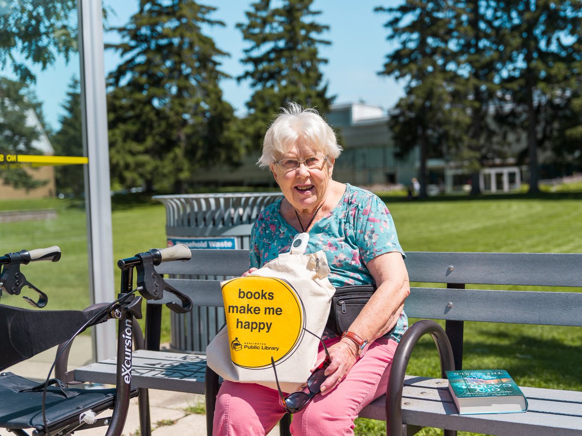 BurlOnLibrary's tweet image. The library is Claire's happy place! Starting tomorrow, Burlington Transit offers free transit to adults ages 65+ so you can get to your happy place all day, every day.