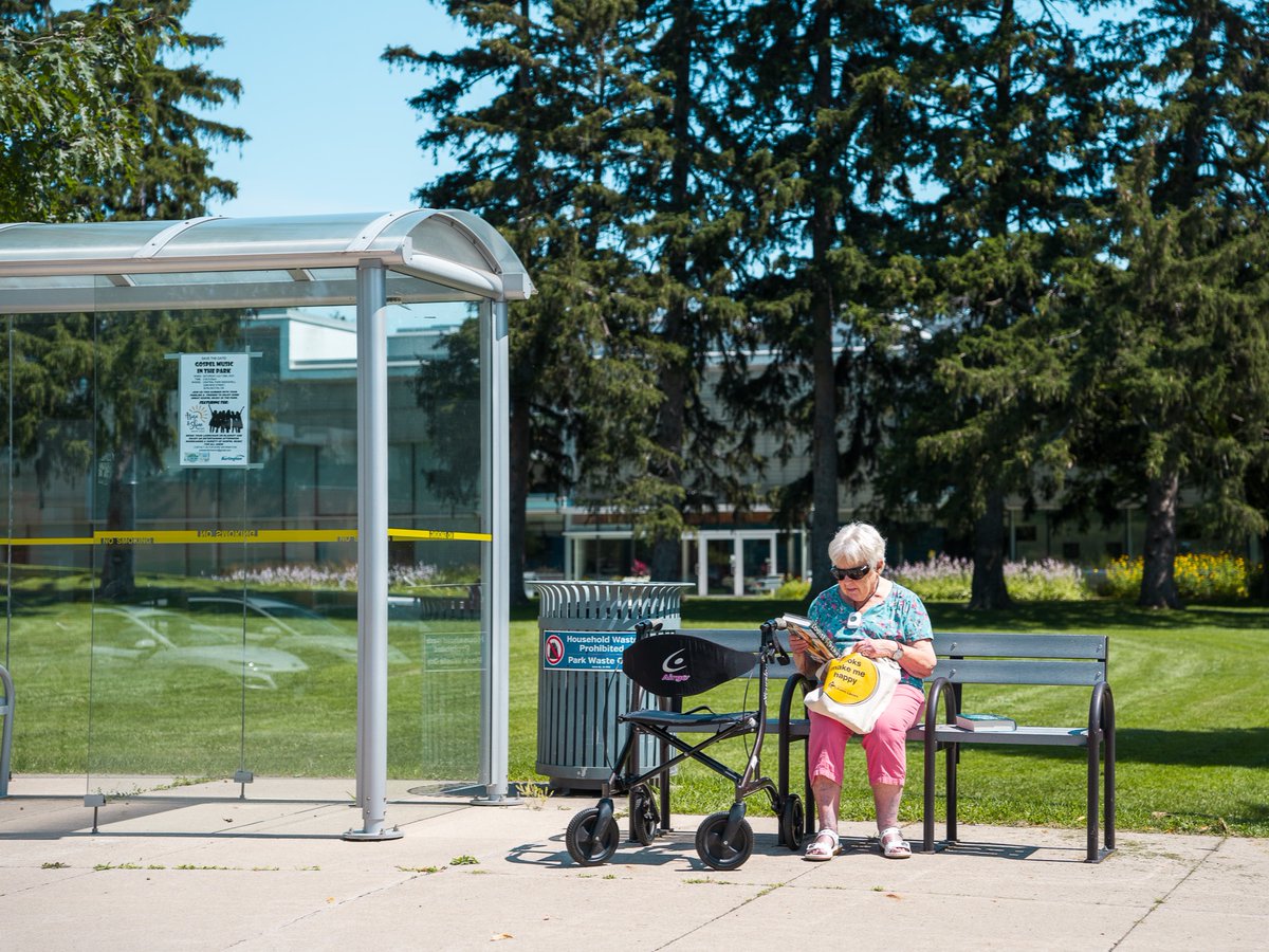 BurlOnLibrary's tweet image. The library is Claire's happy place! Starting tomorrow, Burlington Transit offers free transit to adults ages 65+ so you can get to your happy place all day, every day.