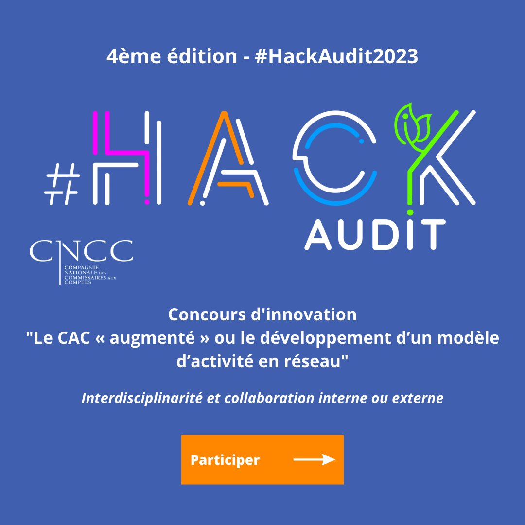 stationnext's tweet photo. [INNOVATION] La CNCC lance le #HackAUDIT2023, un concours d’innovation ouvert aux étudiants et à tous les passionnés de l’Audit ! https://t.co/E6jGyaynik https://t.co/RIPuPiVHxG