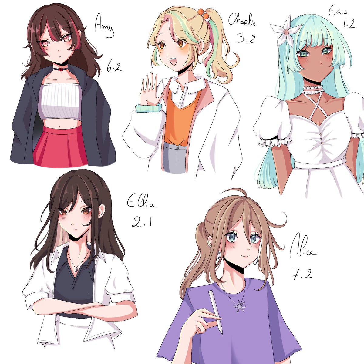 _mu_may_'s tweet photo. Sketch de tt les persos "principaux" de mon webtoon ! Juste sur le physique, lequel est votre préféré ?? 👀 https://t.co/Z7Xtxv8oRo