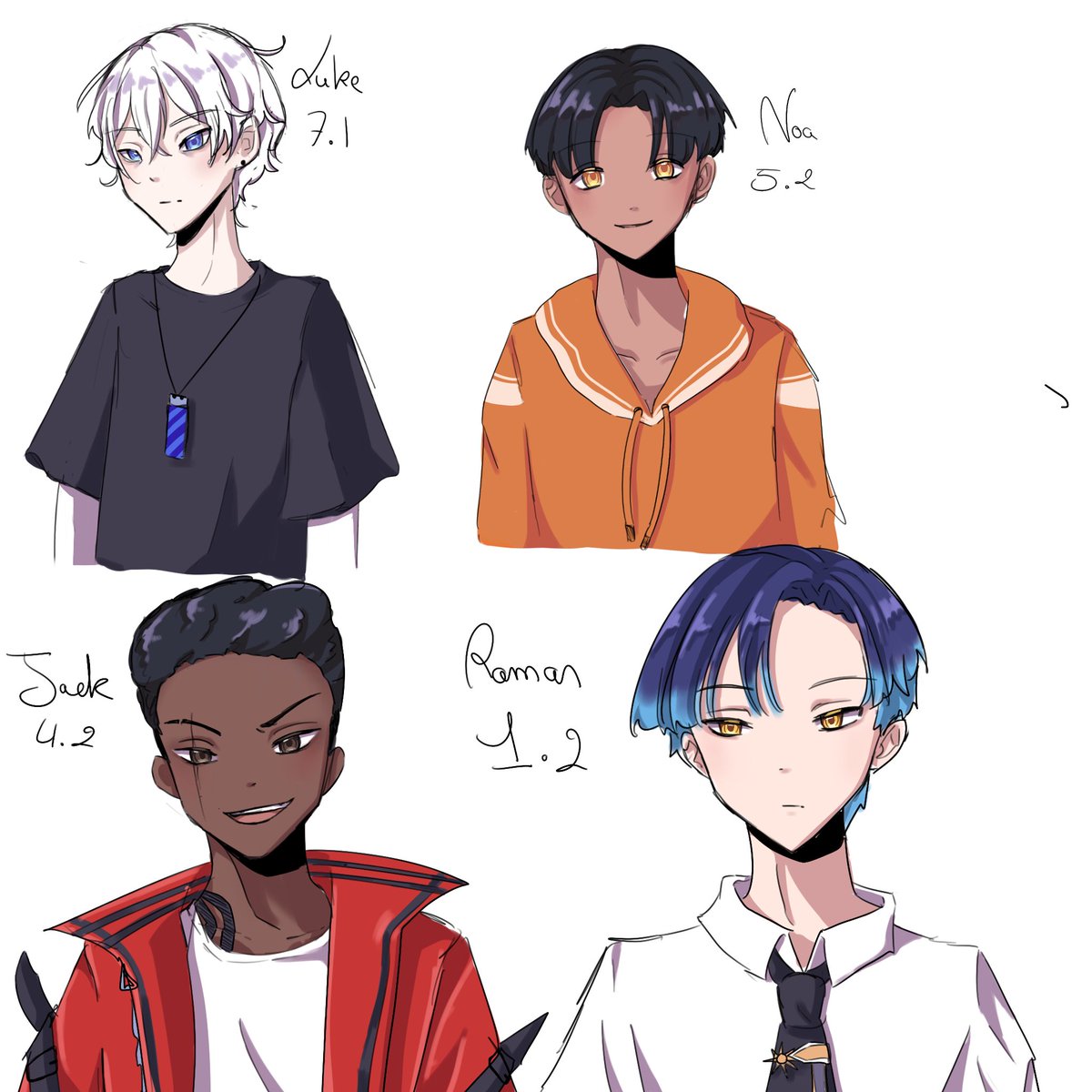 _mu_may_'s tweet photo. Sketch de tt les persos "principaux" de mon webtoon ! Juste sur le physique, lequel est votre préféré ?? 👀 https://t.co/Z7Xtxv8oRo