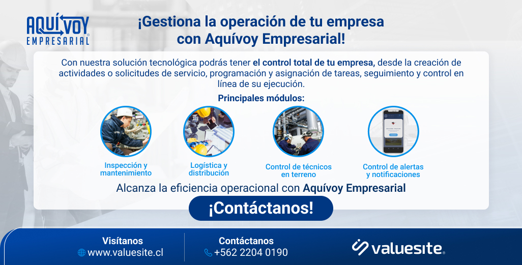 valuesitechile's tweet photo. 👷¡Deja atrás las actividades de forma manual y automatizalas con Aquívoy Empresarial! 🏭
Para más información visítanos https://t.co/mRZuFF9syN👈
#valuesite #aquívoyempresarial #solicituddeservicio #automatización #empresa #técnicoenterreno #inspecciónymantenimiento https://t.co/MIml1E6Hos