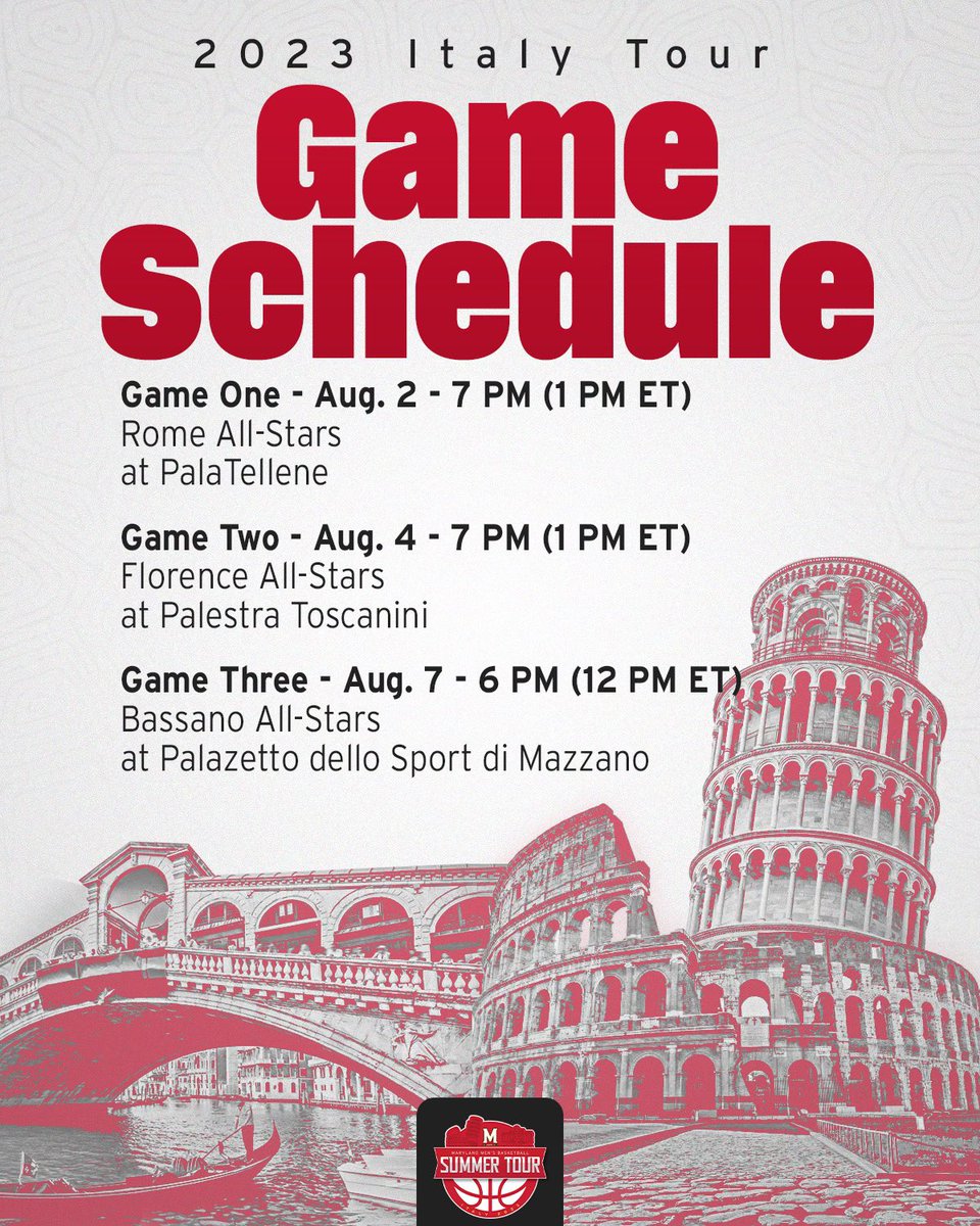 Terps game schedule in Italy