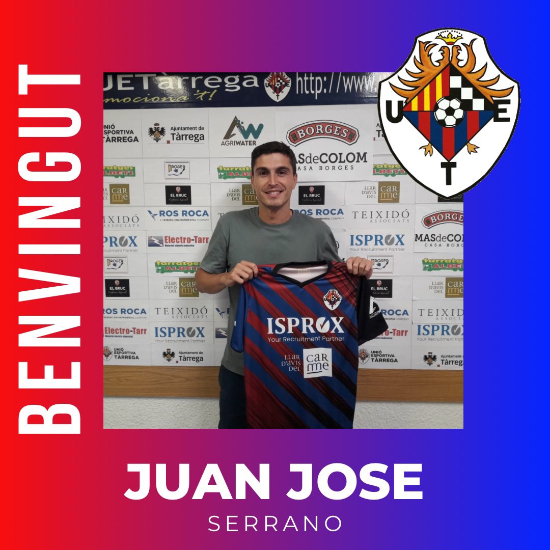 UETarrega's tweet photo. ‼️📣COMUNICAT OFICIAL 📣‼️

Juan José Serrano nou jugador de la Unió Esportiva Tàrrega. Jugador migcentre ofensiu  que ha jugat en equips com l’Espanyol, Aston Villa, Malaga B, Lleida Esportiu B i Borges Blanques entre d’altres i que arriba per reforçar la plantilla de l’equip. https://t.co/xbhJrxRhGf