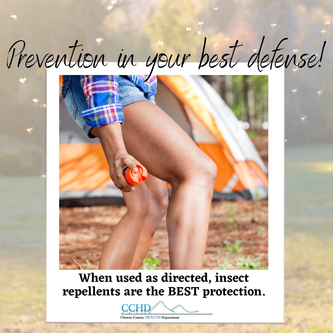 ClintonCountyHD's tweet image. Skipping #InsectRepellent will probably come back to bite you. For a list of EPA registered repellents, check out our #SummerSafetyGuide. clintonhealth.org/news_letters/S…