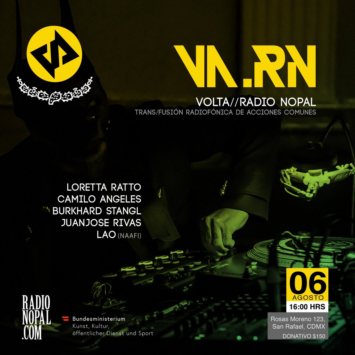 volta_mx's tweet photo. Domingo 6 de agosto 4-10 pm @radio_nopal Rosas Moreno 123 col. San Rafael. No se lo pierdan!!! https://t.co/BJkXKZXXov