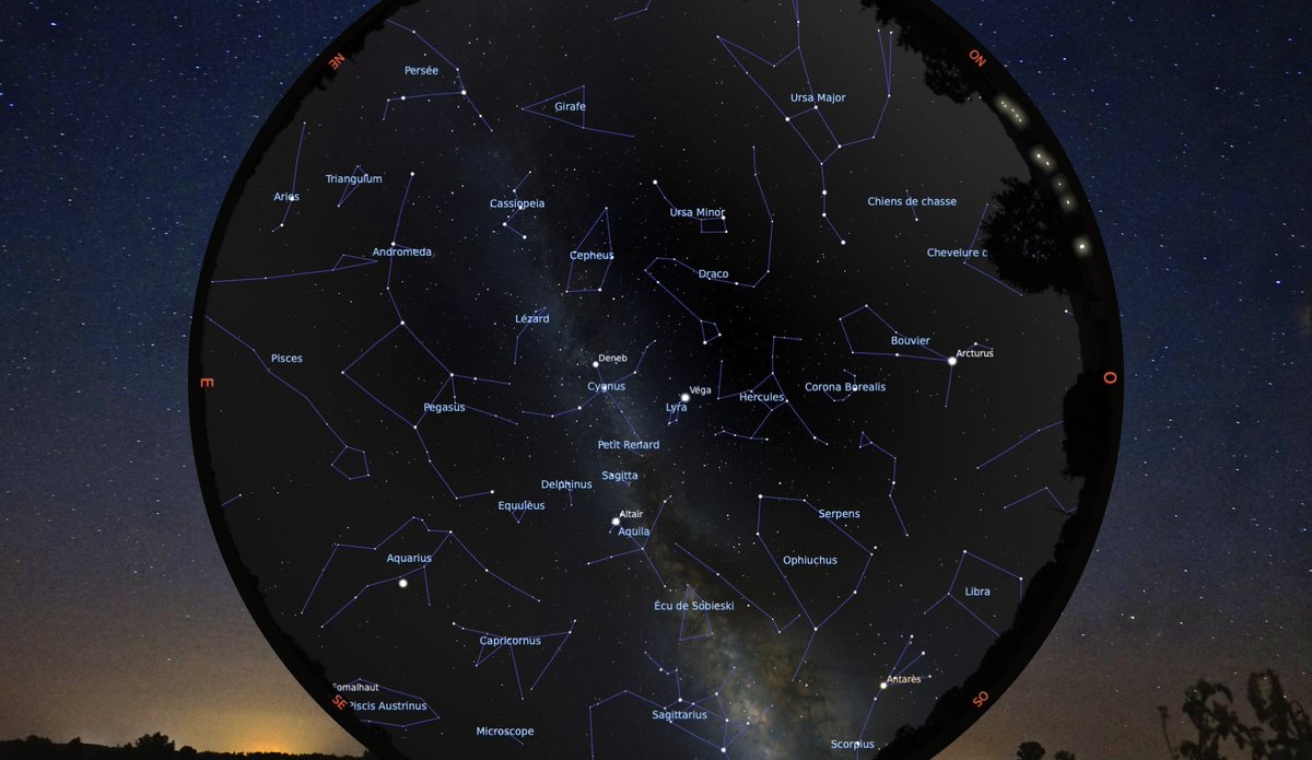 CiteEspace's tweet photo. Cette année, la Lune 🌘 ne viendra pas gêner les Perséides 🌠, les habituelles étoiles filantes d’août. Profitez-en aussi pour admirer la Voie Lactée, notre galaxie vue par la tranche, ainsi que repérer Jupiter et Saturne. 🌃
https://t.co/j80m7v7T8q https://t.co/XQs61lOZle