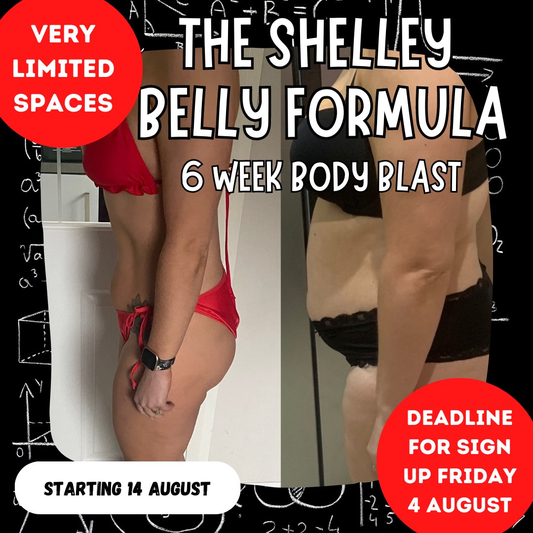 6 week body blast programme ONLY available for 3 ladies! This package is our best offer yet! With direct support from Shelley and Huw, Live group support sessions (Zoom), Cost can be spread out over the 6 weeks with our love it or shove it guarantee! 
DM now to BOOK YOUR SPACE!