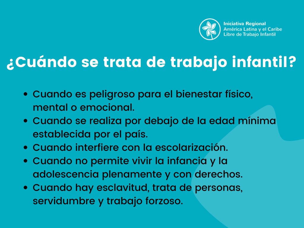 👦🏾Luis (13 años) ayuda a su mamá, algunas tardes, en el negocio familiar

👧🏾 Andrea (14 años) vive y trabaja donde sus tíos. Ella dice que la ayuda es mutua: le dan comida a cambio de su trabajo, pero ya no tiene tiempo ir a la escuela

¿Cuál de los dos casos es #TrabajoInfantil?