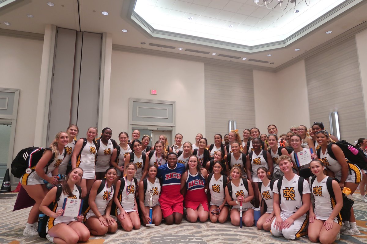 KSUOwlsCheer's tweet photo. That’s a wrap for NCA camp 2023. 
 Leaving camp with a🥇 and 🥈bid to Nationals.
All girl Top gun stunt winners 💪💅
19 All-Americans 🇺🇸
Amazing rally routine, game day performances and more. 
Memories and friendships to last a lifetime! #cheerleading #nca #collegecheer https://t.co/sNBi2HFTjO