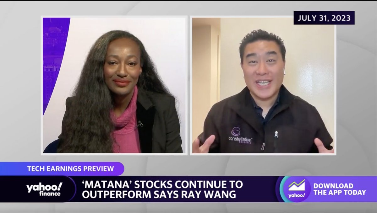 MyPOV: #MATANA stocks are still going to outperform. Speaking with <a href="/RachelleAkuffo/">Rachelle Akuffo</a> @yahoofinance about how #BigTech stocks have done to date.
Sneak preview on @apple earnings
<a href="/Microsoft/">Microsoft</a>
<a href="/Google/">Google</a> 
<a href="/nvidia/">NVIDIA</a> 
<a href="/Tesla/">Tesla</a>  
<a href="/amazon/">Amazon</a> 

finance.yahoo.com/video/ai-drivi…

#cloud #AI #digital #advertising