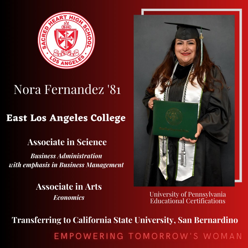 SacredHeartHSLA's tweet image. Congratulations!
&quot;The future is in the hands of each one of us. God has blessed me to fulfill my dream. 
On the day of my college graduation, 6/6/23, was 43 yrs I graduated from SHHS, 6/6/81.&quot;
#ClassOf1981 #AssociateOfArts #Business #AssociateOfScience #Economics #Alumnae