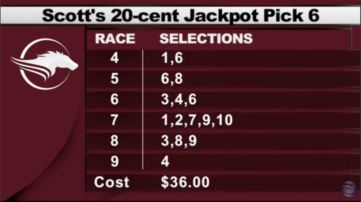 TwinSpires's tweet photo. The .20-cent Jackpot Pick 6⃣ is up next from the #PeaPatch!  Here is how @ScottShap34 is going to attack the sequence with a $36 ticket.

Bet #EllisPark @TwinSpires https://t.co/kDWGPVZ6Hz
