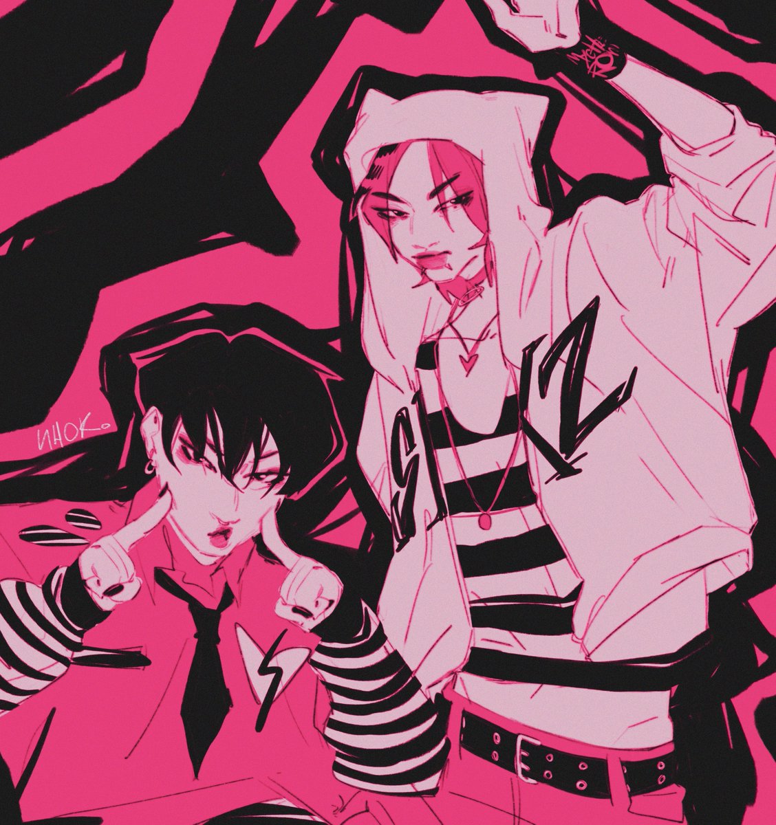 inoku_hoshigaki's tweet photo. ☠️💗🖤

#straykidsfanart #changbin #hyunjin https://t.co/ttqzxpqsPs