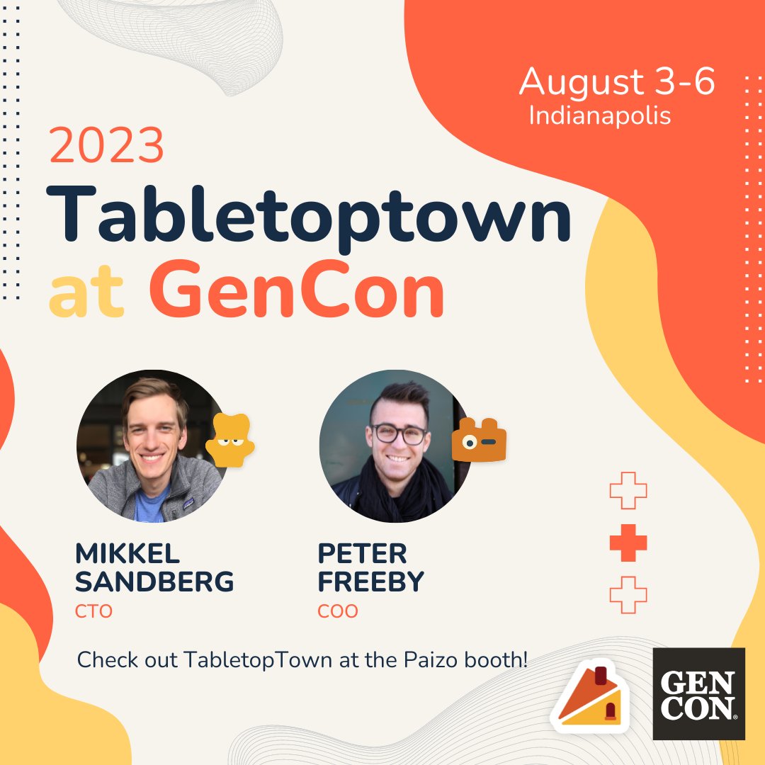 TabletopTown is coming to GenCon! Say hi to our team, or stop by the Paizo booth to see a featured TabletopTown product video. See you there! #GenCon2023 #GenCon #GenConIndy #CountdownToGenCon