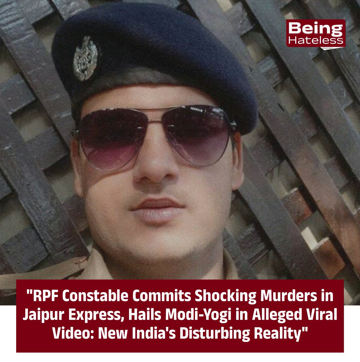 BeingHateless's tweet photo. "In a disturbing incident, Constable Chetan Chaudhary of RPF from Hathras UP shot his senior ASI Tikaram Meena on #JaipurExpress. Shockingly, he proceeded to kill three Muslims: Abdul Khadir Bhanpurwala, Mohammed Hussain, and Asgar Kai.
1/2 https://t.co/j77y3FgFkP