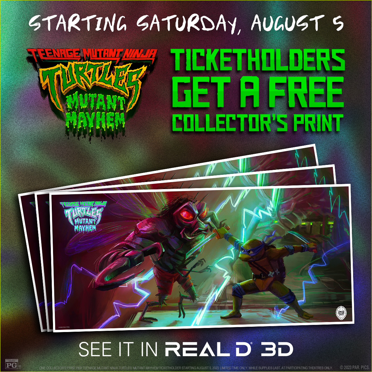#TMNT: MUTANT TURTLES in Metropolitan Theatres this Wednesday!  Starting Saturday, 8/5, ticketholders will receive a FREE TMNT collector's print at participating theatres while supplies last. Get tix: metrotheatres.com and on the Metropolitan Theatres app