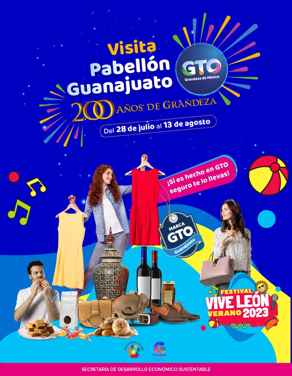 economiagente's tweet photo. 🎢🎡 ¿Ya visitaste el #PabellónGTO en el Festival Vive León Verano 2023 de la @FeriaDeLeon ?
Llévate un pedacito de #Guanajuato y celebra los 200 años de Grandeza. 🎇🎆
🏷️Las empresas @marcagto te esperan hasta el 18 de agosto.🛍️🛒
#ConsumeLocalGTO https://t.co/xa4COgKgrg
