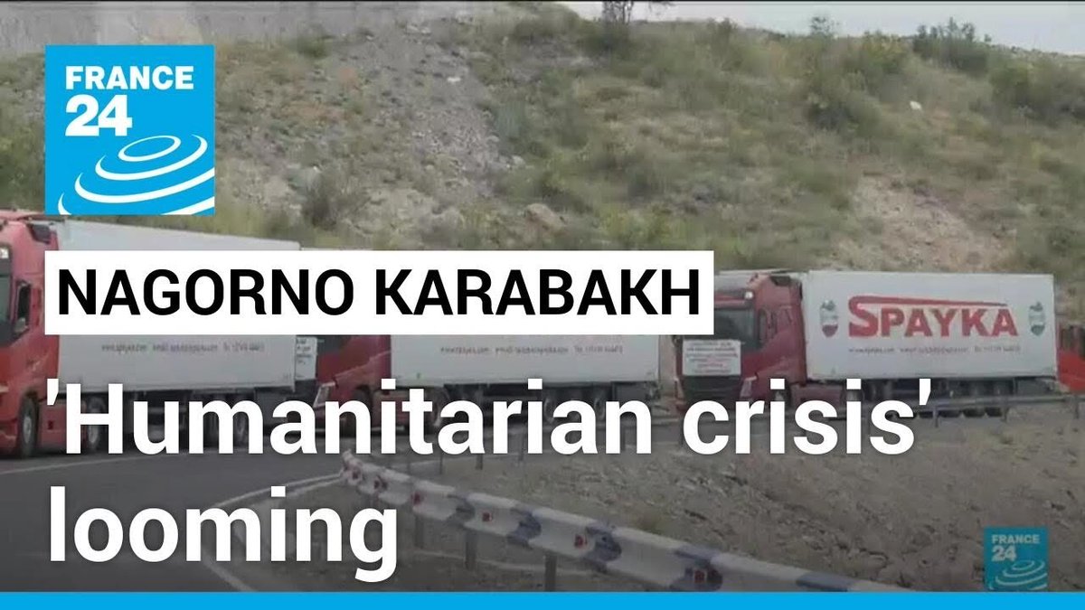 France24_en's tweet photo. ▶️ Warnings of ‘humanitarian crisis’ in Nagorno Karabakh after Azerbaijan shuts only land link https://t.co/yChZg6Usud https://t.co/2IP9n8AEQW
