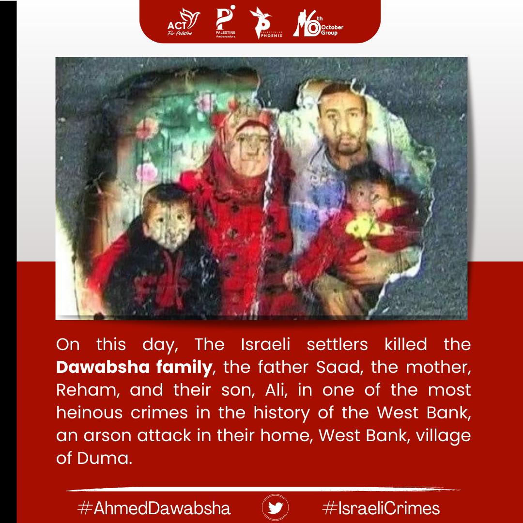 D3a_n_h's tweet photo. #NeverForget
#IsraeliCrimes
#AhmedDawabsha https://t.co/rv3eXbOafN