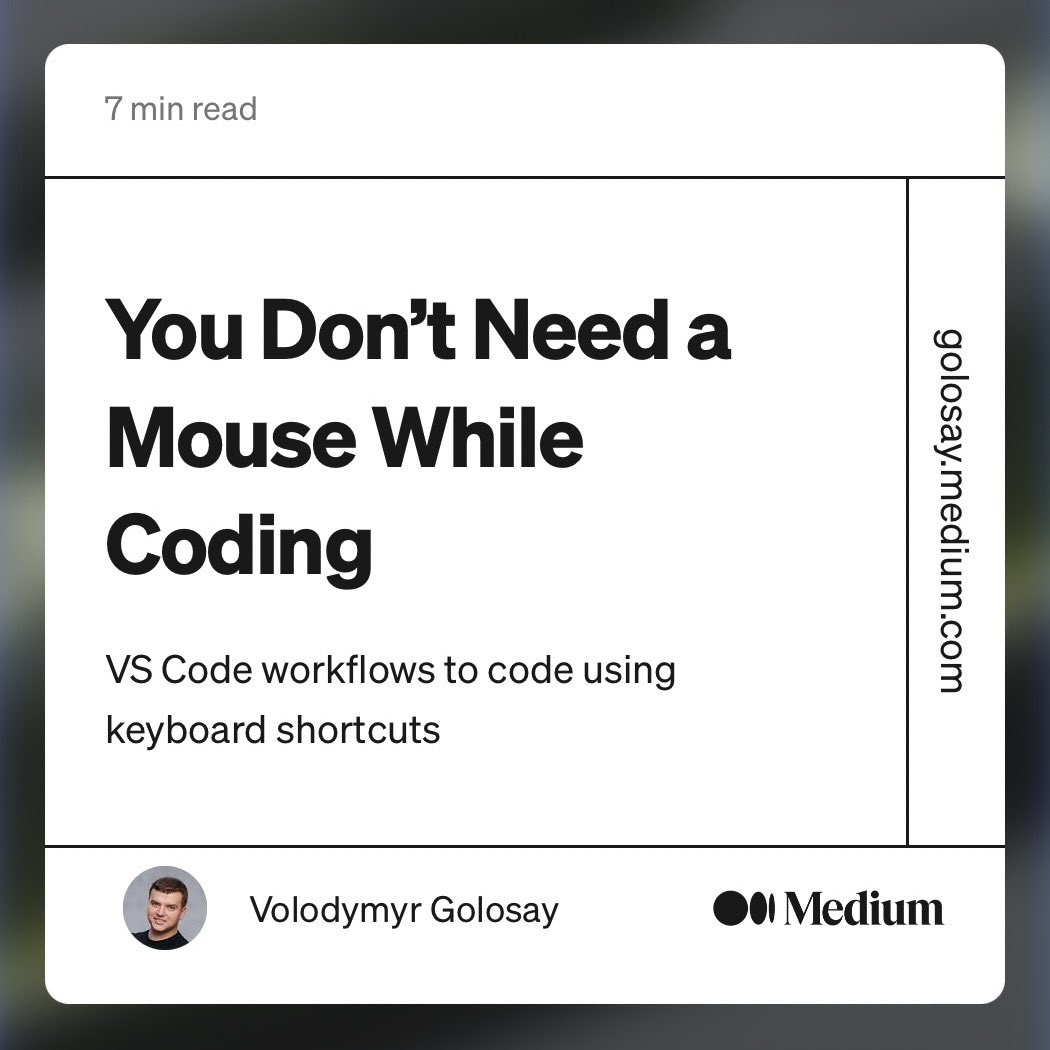 People who prefer primarily to use keyboard shortcuts perform tasks 30% faster than those who mainly use a mouse.

Not a just list of shortcuts, but a guide how to deliver software without using the mouse!

levelup.gitconnected.com/you-dont-need-…
