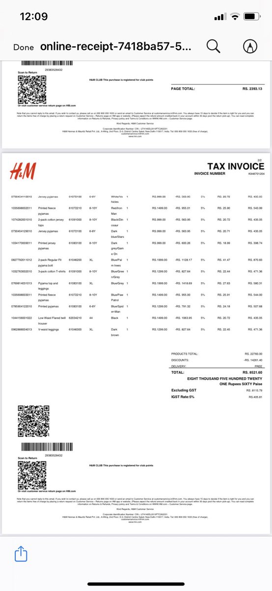 wanderwoman77's tweet photo. @hmindia shipped package worth ₹8521 but printed wrong label with ₹11733. I was forced to accept by customer care assuring I would be refunded ₹3212. But only received 979.Can nobody @hm  do basic math that ₹11733-₹8521=₹3212 and not 979?refund  ₹2233 more. #cheating https://t.co/9iQanMgFjM