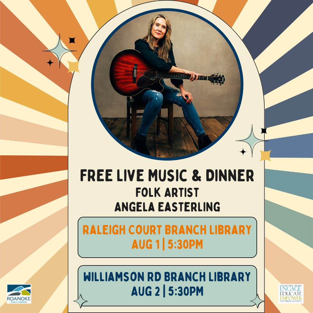 FREE show and FREE dinner? Sounds like a win-win for all! Hey you fine #Roanoke folks, I am coming your way for two shows this Tuesday and Weds. Both shows will have a free dinner served! Come on out, bring your friends and let’s have a fun evening of songs, stories and food!