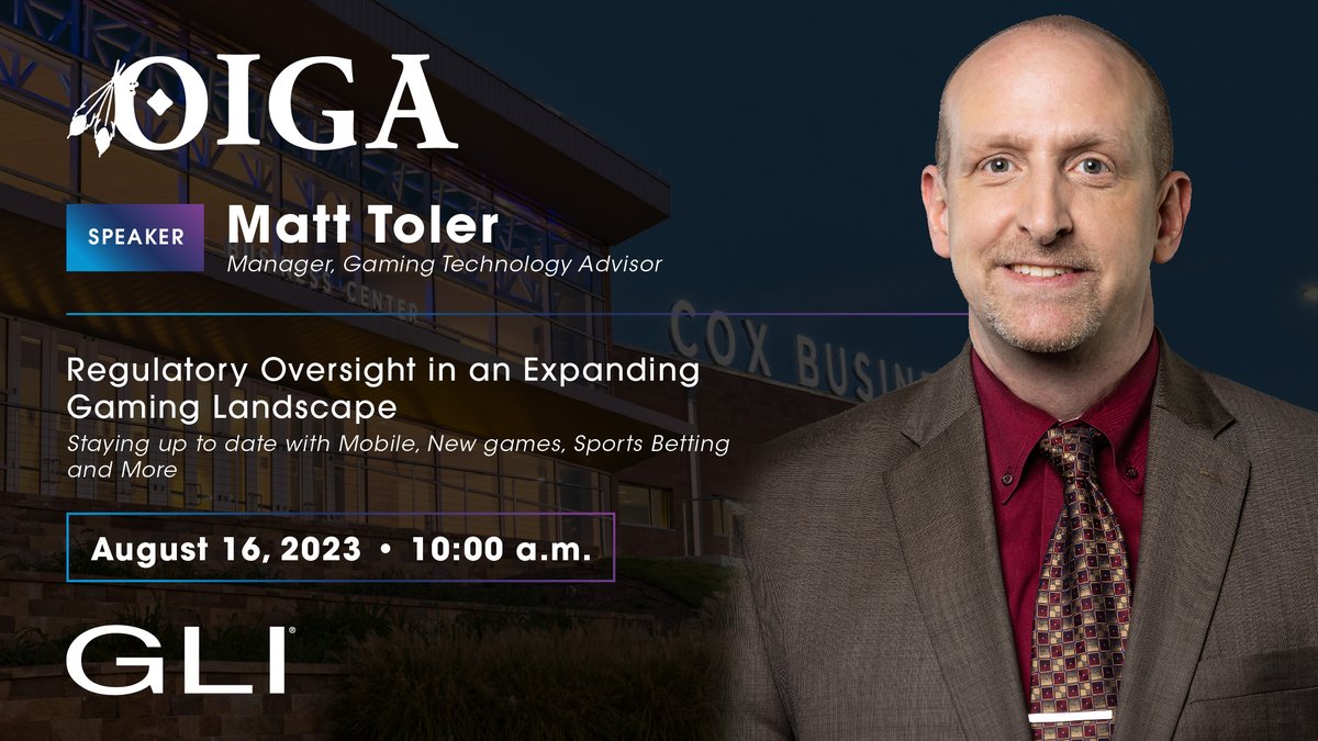 Join us in booth #420 at OIGA, August 14-16 in Tulsa, Oklahoma. Click link in bio for more: ow.ly/9GEs50Ppe3s

#GLI #GamingLabs #OIGA #tribalgaming