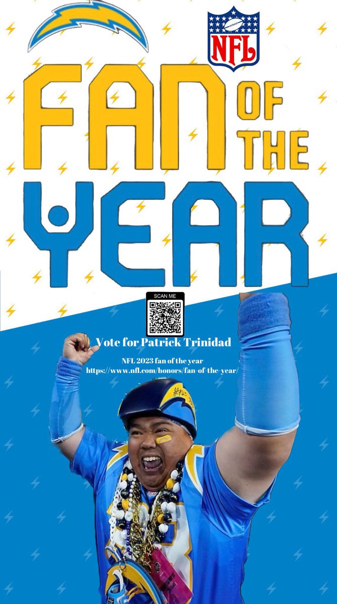 Tha_Frederation's tweet photo. There are alot of great Chargers fans out there but @dhbccentvalley has my vote. Patrick embodies everything that it means to be a chargers fan. He bring the energy and is always positive. Please vote for Patrick for NFL Fan of The Year!! https://t.co/rweEqHuQnZ