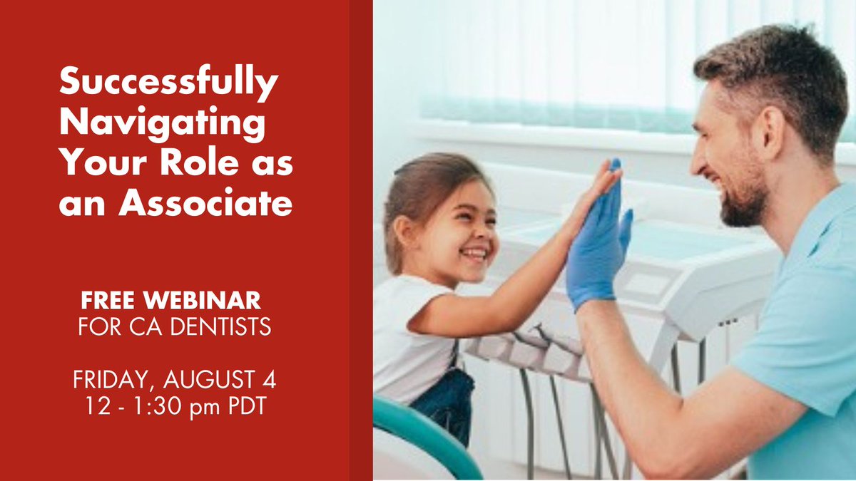 Learn about Successfully Navigating Your Role as an Associate on Friday, August 4, from 12 to 1:30 PT. This free #TDIC webinar is designed just for #associatedentists in California.

Save your spot: bit.ly/43NMHXo