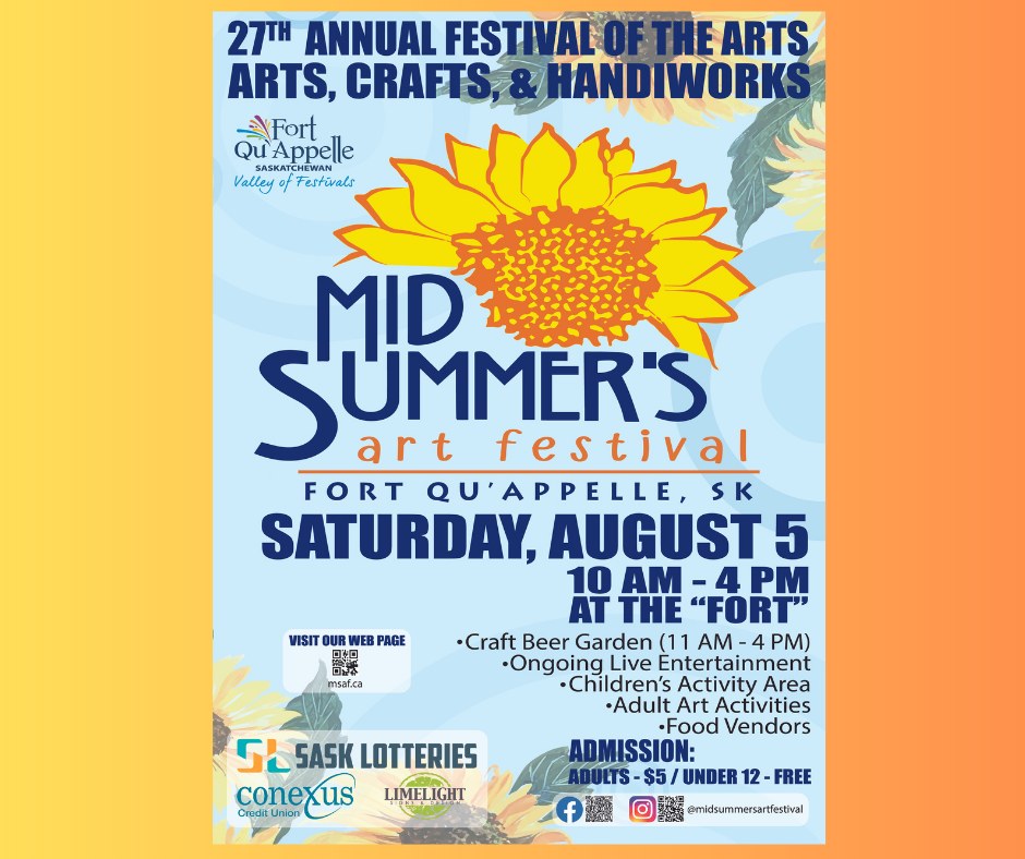 NDH/Rouge-gorge Pelican Project will be in the Mid Summer's Art festival this Saturday, August 5 in Fort Qu'Appelle.