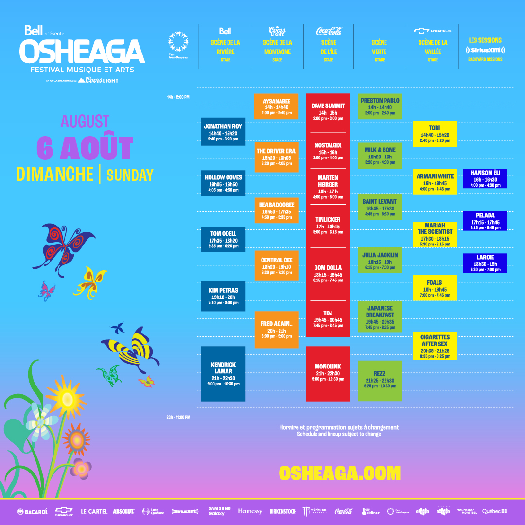 Osheaga schedule
